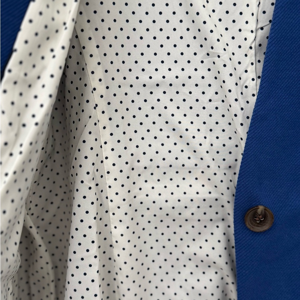 Talbots Jacket Womens 14 Blue Blazer Cotton Lightweight Colorful Academic - Picture 8 of 13